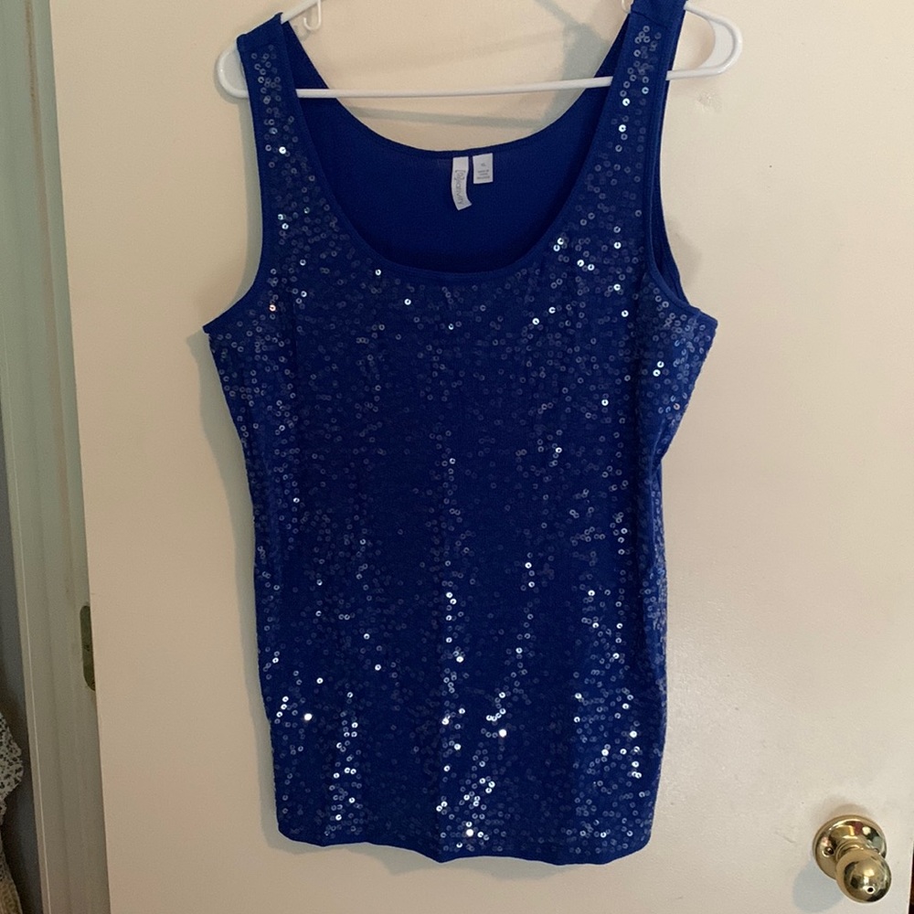 Relativity Royal Blue Sequined Tank. Cotton. Size XL